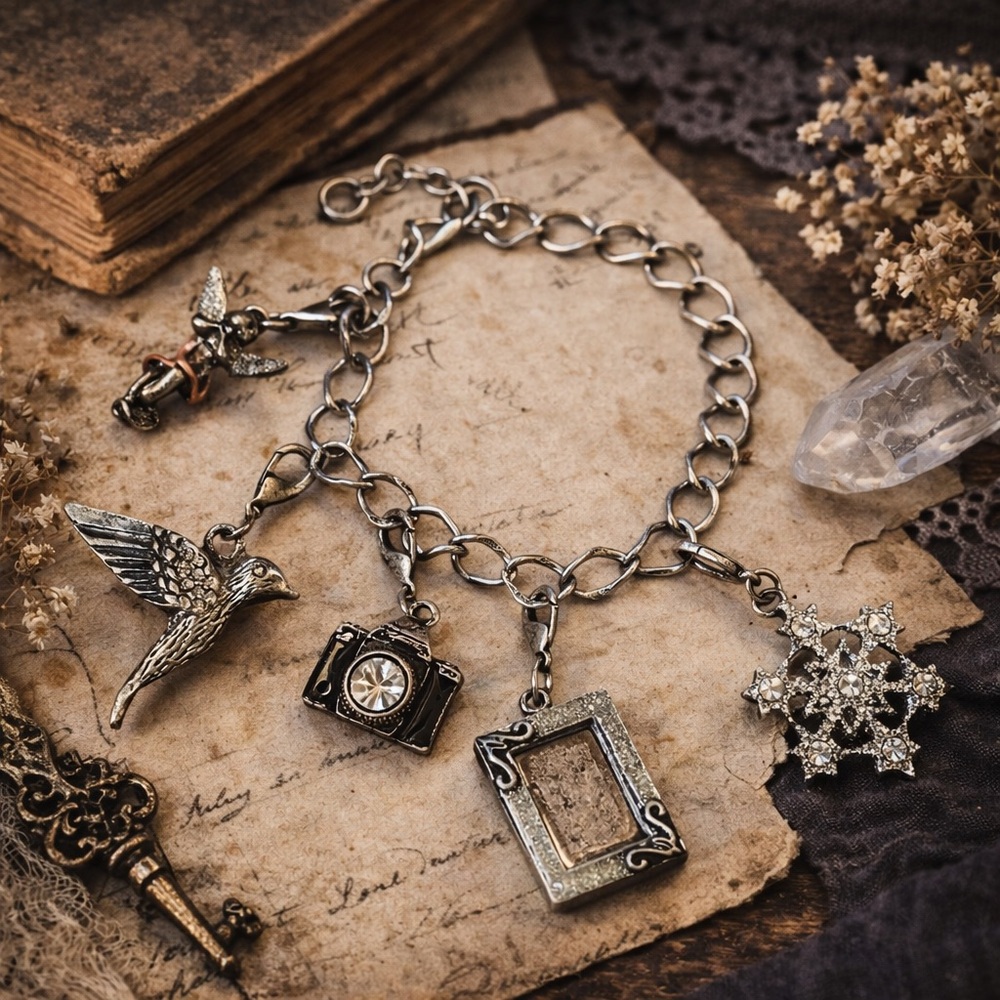 Silvertone charm bracelet
